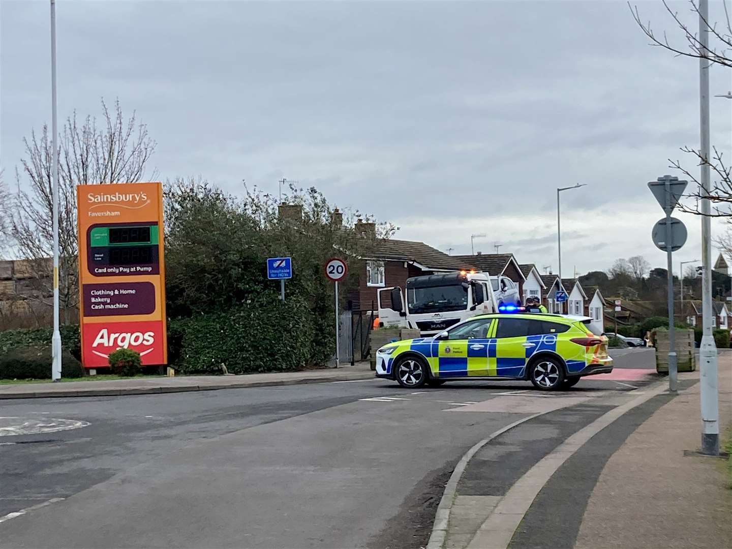 Bysingwood Road in Faversham was shut by police following a crash