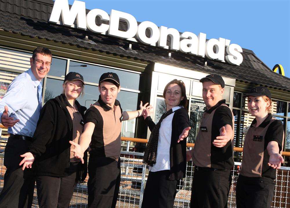 McDonalds drive-thru, Whitfield re-opening of restaurant after £300,000 make-over with Sean Barber and the crew