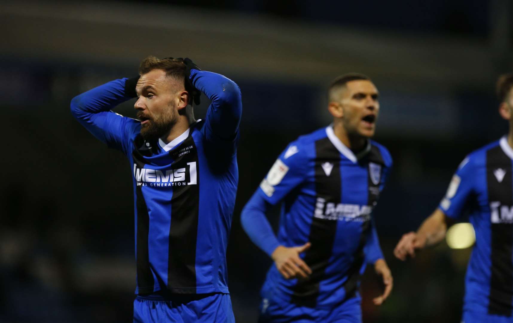 Gillingham lost to Portsmouth after conceding in the 93rd minute. Danny Lloyd had several chances to score in the match Picture: Andy Jones
