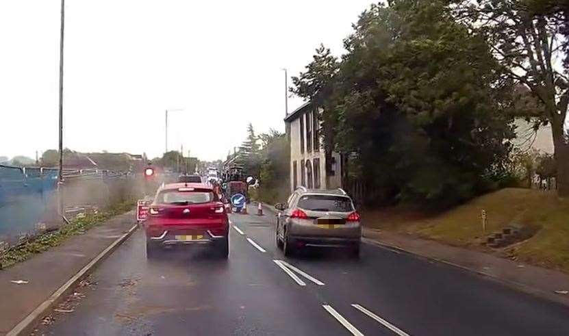 A motorist was caught running a temporary red light in Teynham