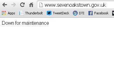 This message currently appears on the town council's website whilst the problem is fixed