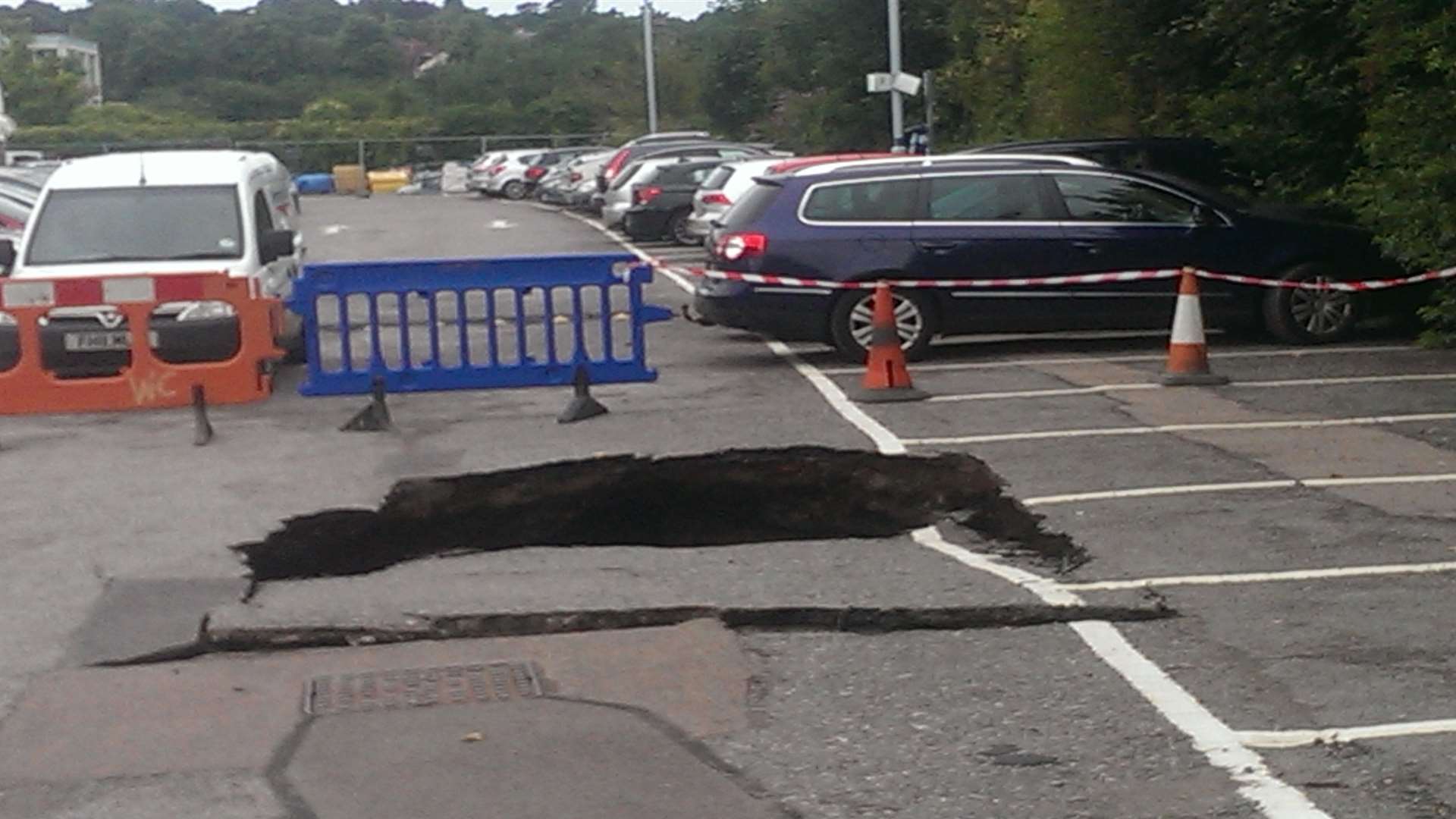 The hole which appeared in Maidstone East station's car park. Picture: Pete Clarke