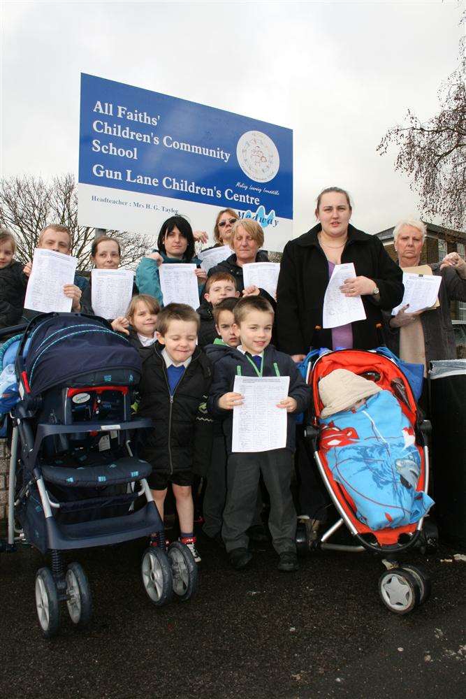 Parents and children from All Faiths objecting to the plan last year