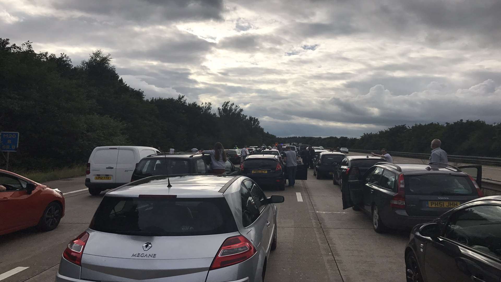 The M20 was at a standstill with people getting out of their cars. Picture: Olly Groome