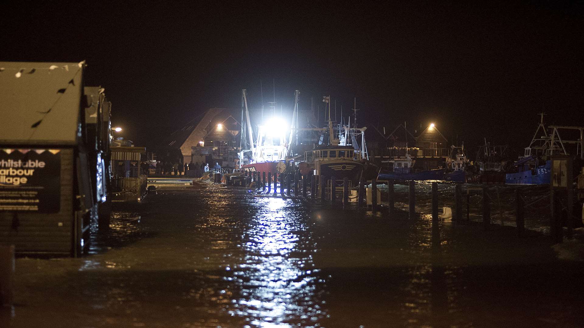 High tide swept over Whitstable harbour in 2013.