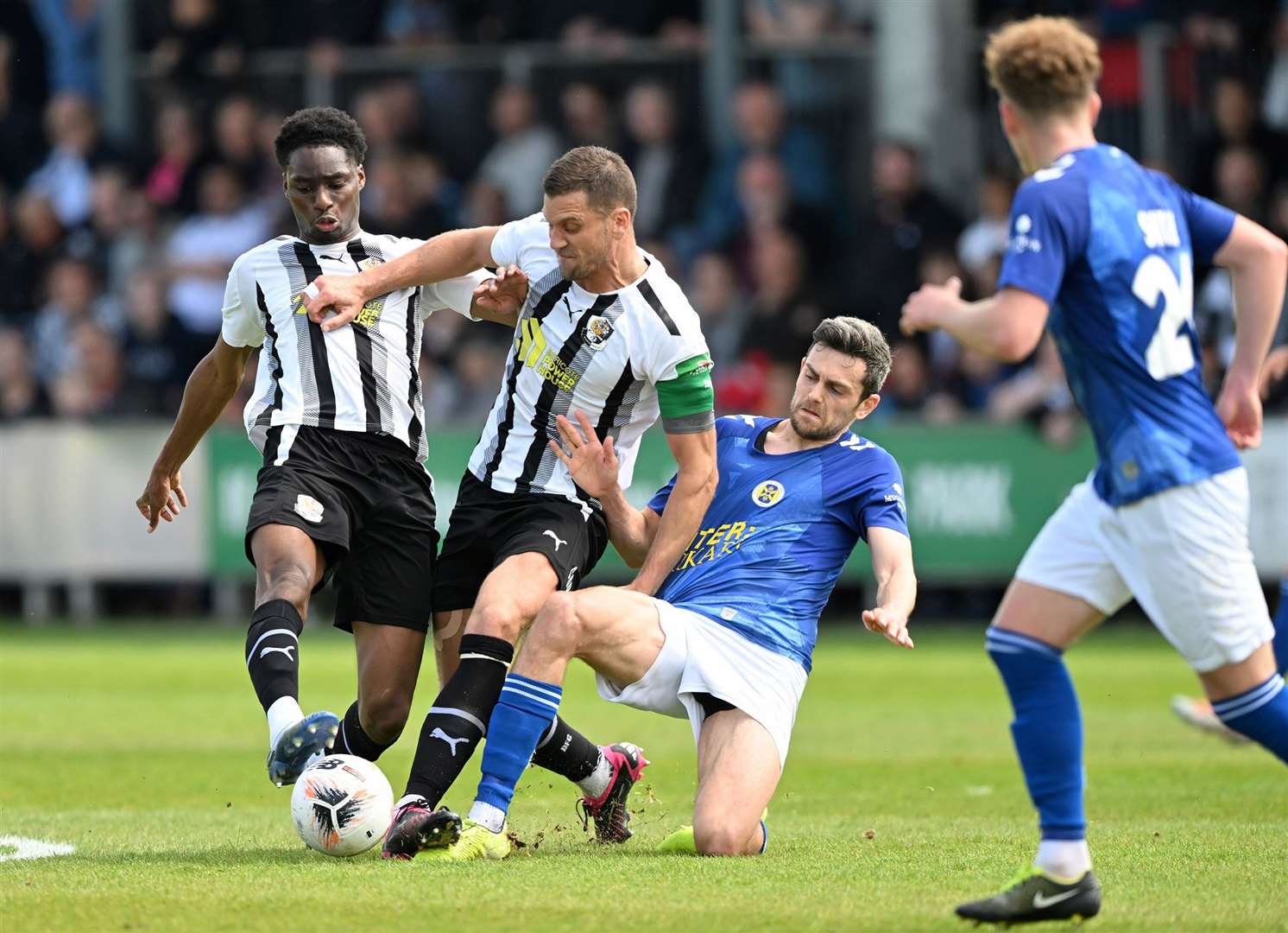 Tom Bonner in what proved to be his final match for Dartford - the National League South play-off semi-final with St Albans in May. Picture: Keith Gillard