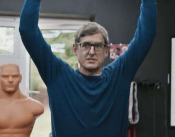 BBC documentary maker Louis Theroux lifted weights at Walters's home gym in Herne Bay. Picture: BBC/Instagram