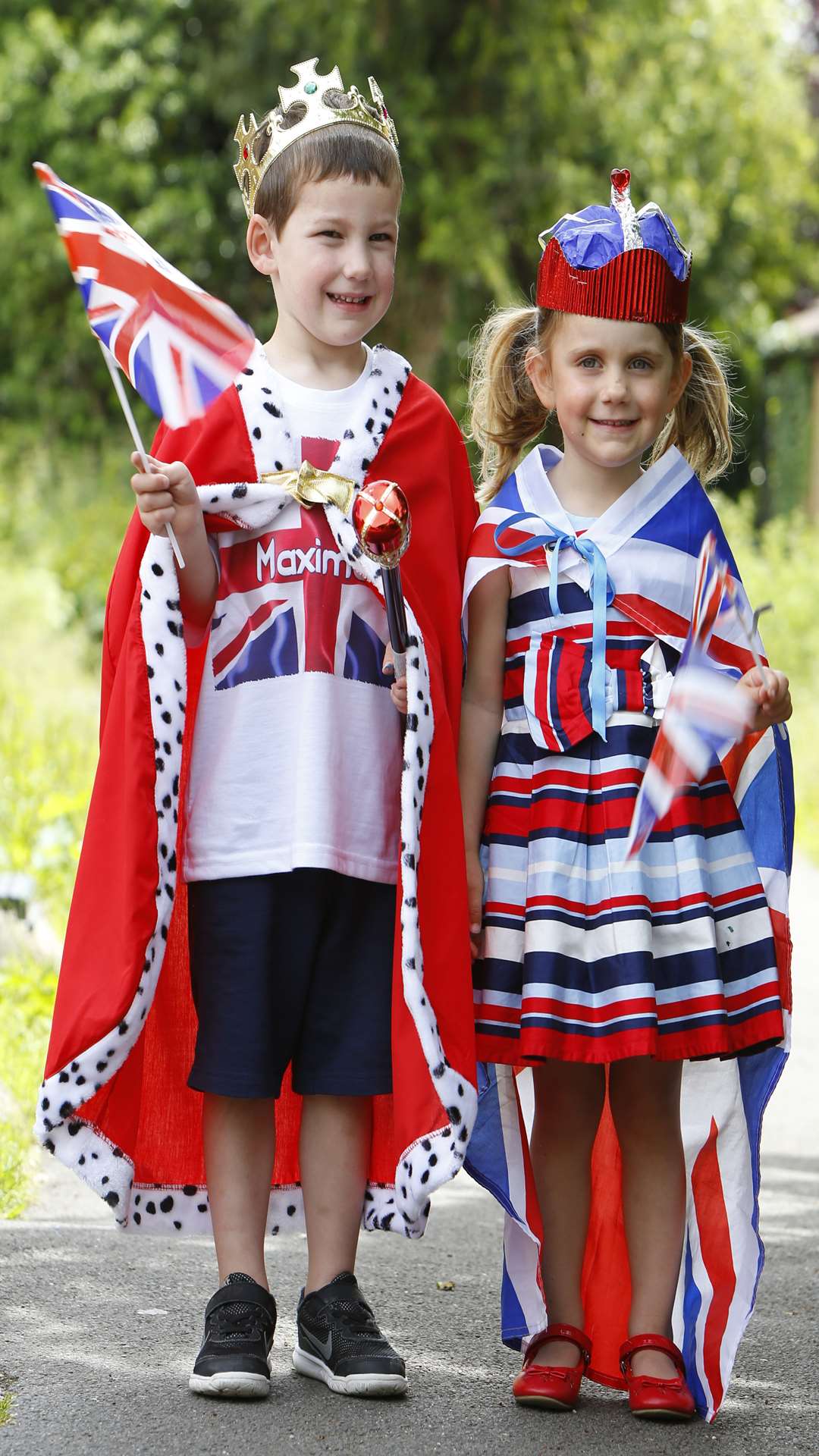 Maximus Britton, three, and Eva Longhorn, two, at Weavering Pre-School's royal celebration. Picture: Andy Jones