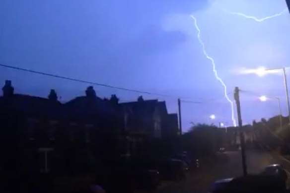 The moment lightning strikes at Tunbridge Wells. Picture: Susannah