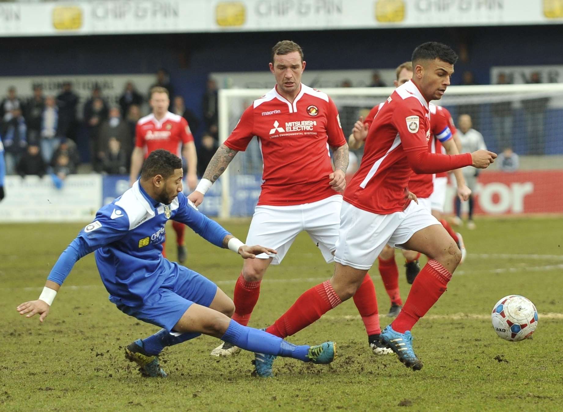 Theo Lewis on the attack for Ebbsfleet at Bishop's Stortford Picture: Dave Plumb