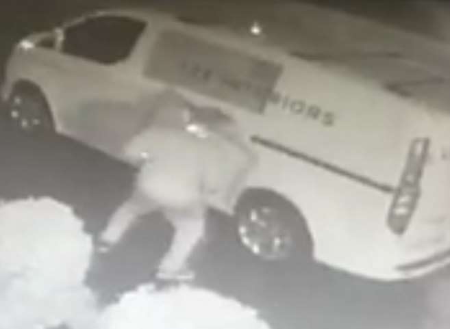 Break-in: This thief was caught on CCTV as he tried to break into a van in Kemsley. Picture: Facebook