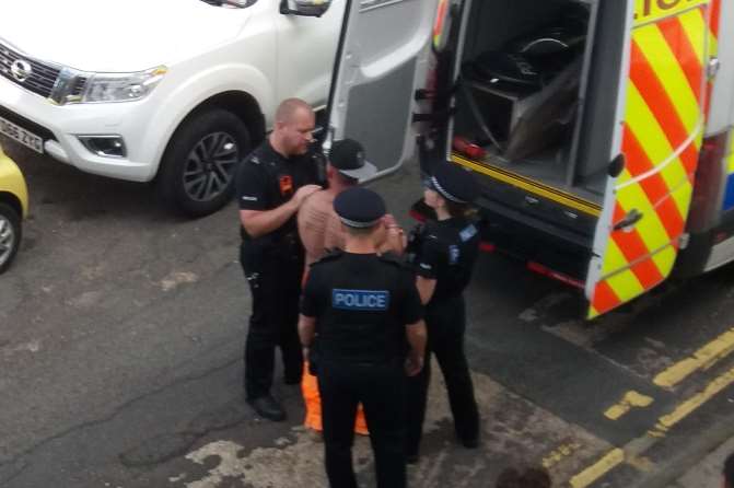 A man being arrested at the Herne Bay air show