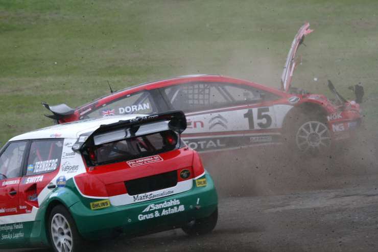 Liam Doran crashed at Lydden's European round in 2010. Picture: Kerry Dunlop
