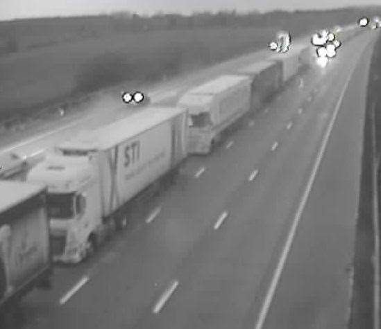 Freight traffic is being held between Junctions 8 and 9 of the M20. Picture: National Highways