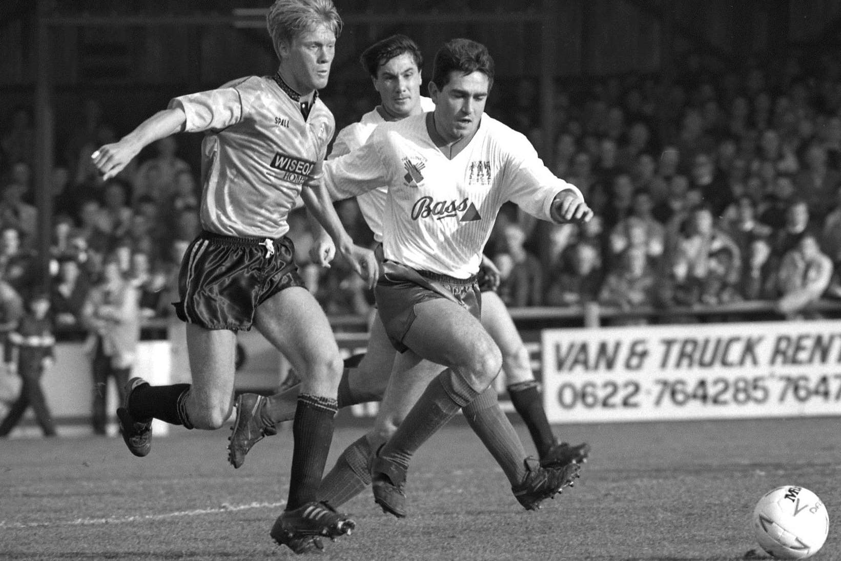 Warren Barton gets forward for Maidstone against Yeovil in 1989's FA Cup first round Picture: Barry Hollis