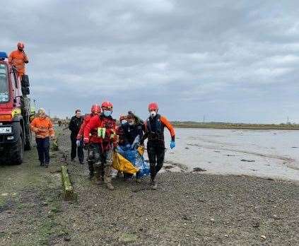 Experts from British Divers Marine Life Rescue joined the operation. Photo: Kent Fire and Rescue Service