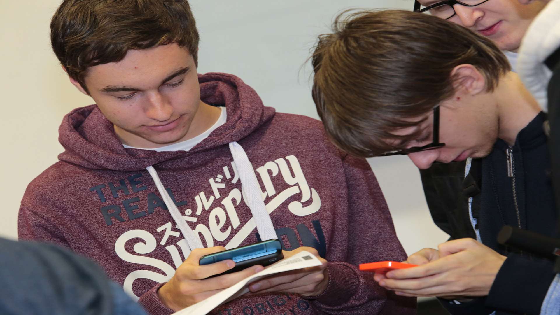 Chris Wanstall texts his results at Oakwood Park Grammar School. Picture: Martin Apps