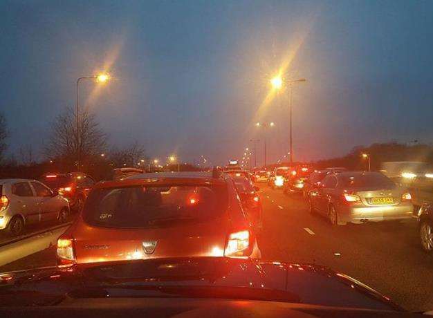 Traffic on Blue Bell Hill after the crash. Picture: Darren Edwards