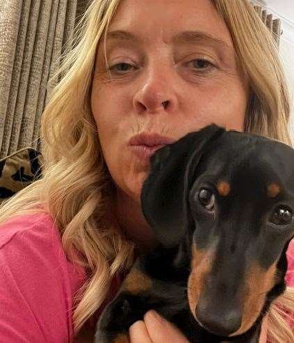 Lesley Ground and her puppy Stanley, who was killed in the attack