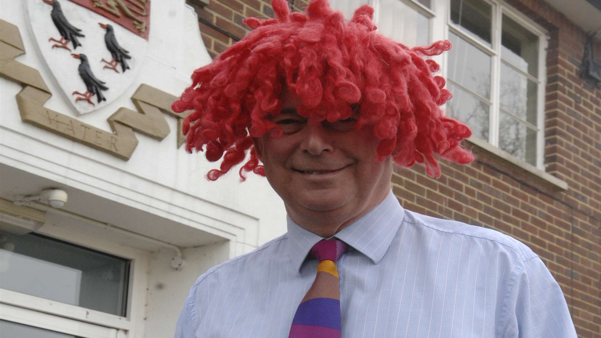 Clive Close in the wig worn during the mock kidnap