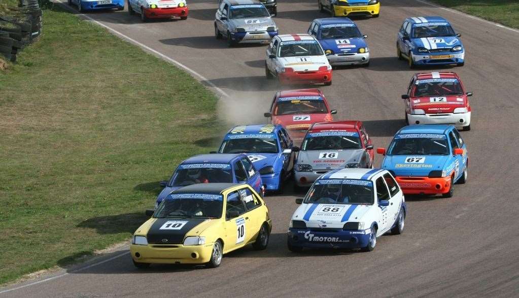 Lydden isn't just about rallycross - here a huge pack of Ford Fiestas makes its way around Chesson's Drift in October 2009. Picture: Kerry Dunlop