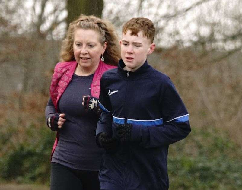 A mother and son make their way round the course. Picture: Lee-Anne Baker
