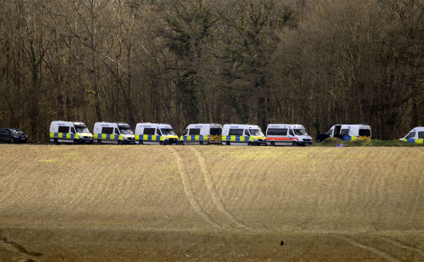 Eight police vans were spotted in Fridd Lane in mid-March after Sarah Everard's body was found in Hoads Wood. Picture: Barry Goodwin