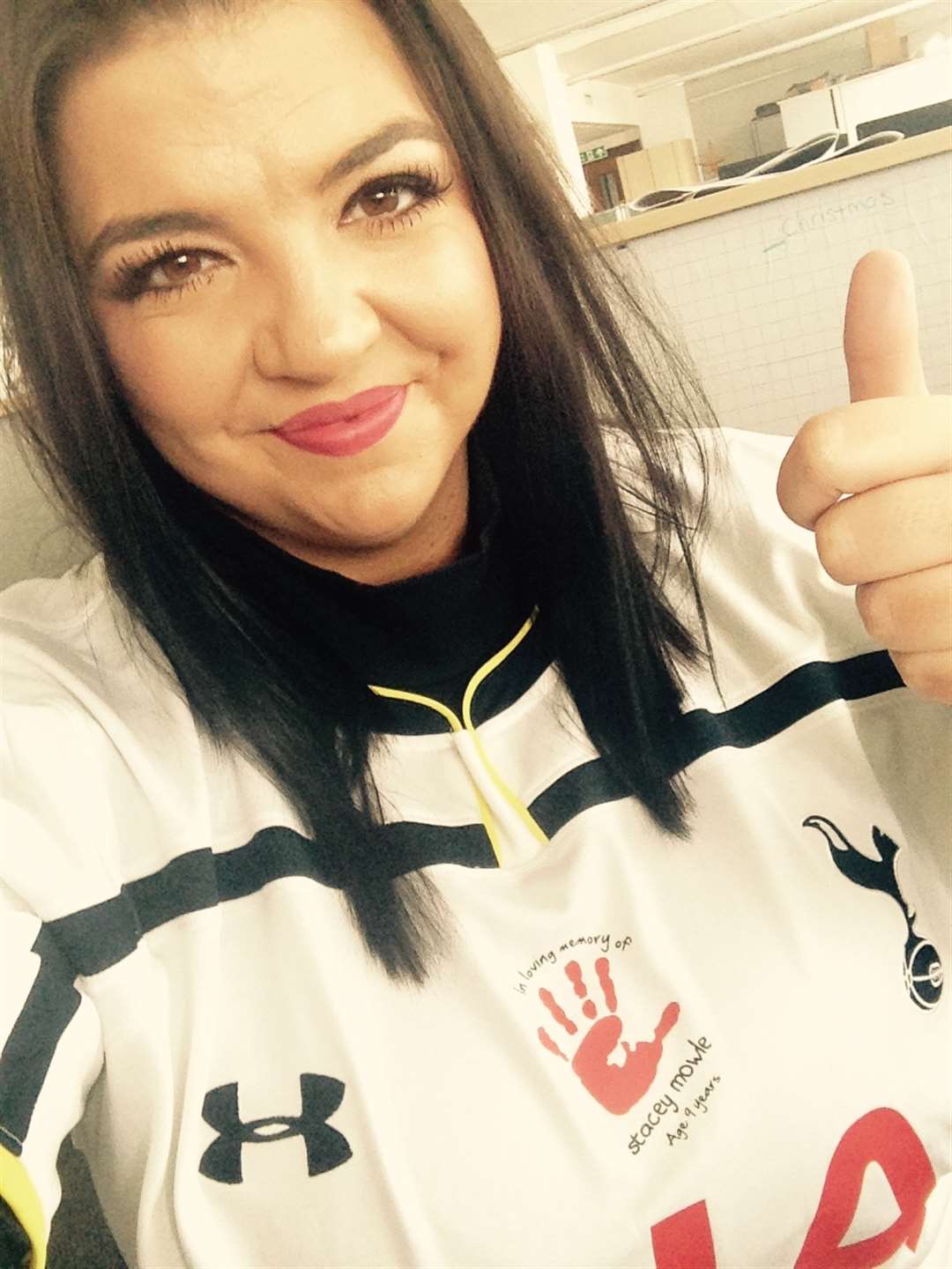 Sarah Knight wore a Spurs shirt commemorating Stacey Mowle to the match at White Hart Lane on Saturday