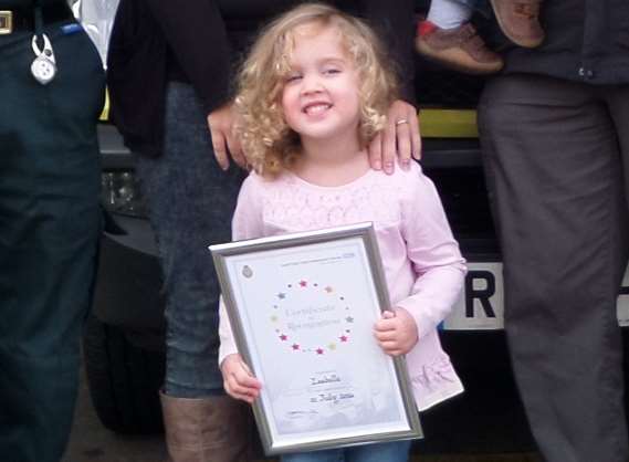Isabelle received a chief Executive’s recognition certificate for her brave actions