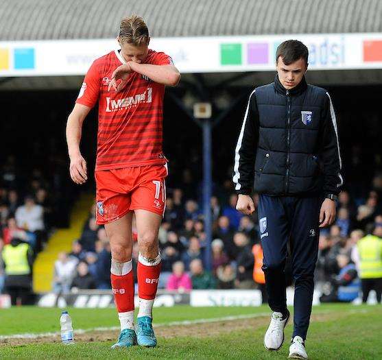Gillingham's Lee Martin is sent off against Southend Picture: Ady Kerry