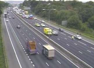 Three lanes of the A2 were closed. Picture: Kent County Council/Kent Highways
