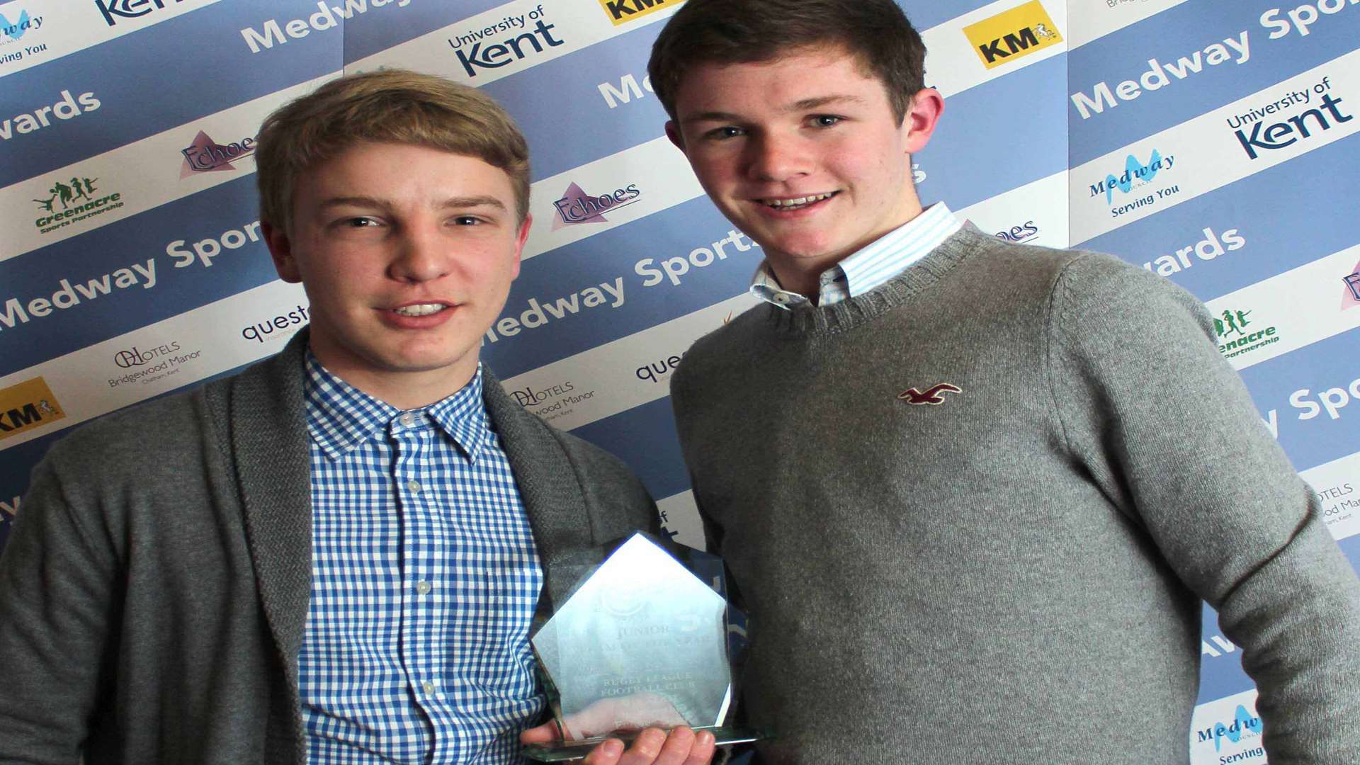 Junior team of the year gold award winners - Ben Masalovich and Connor Nayler of Medway Dragons. Picture: Darren Small