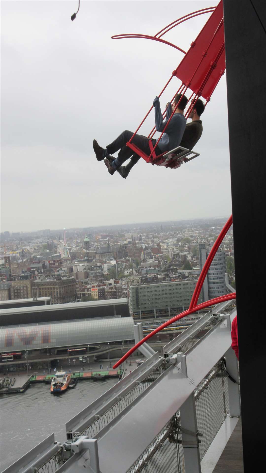 Brave visitors can swing out above Amsterdam from the top floor of the A'Dam Tower
