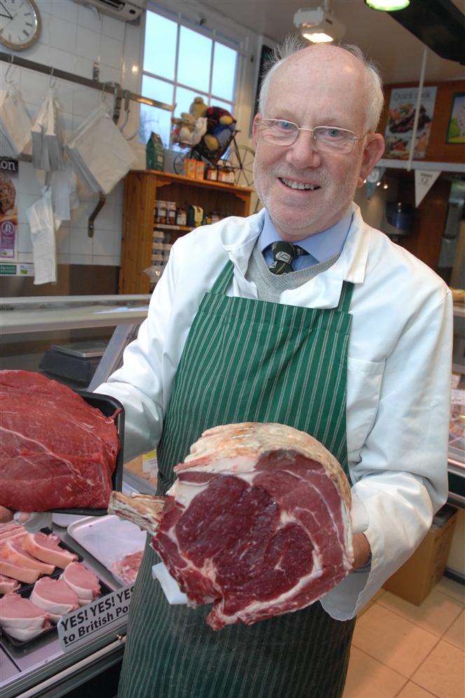 Laurie Wakeham at his butchers shop in Bridge