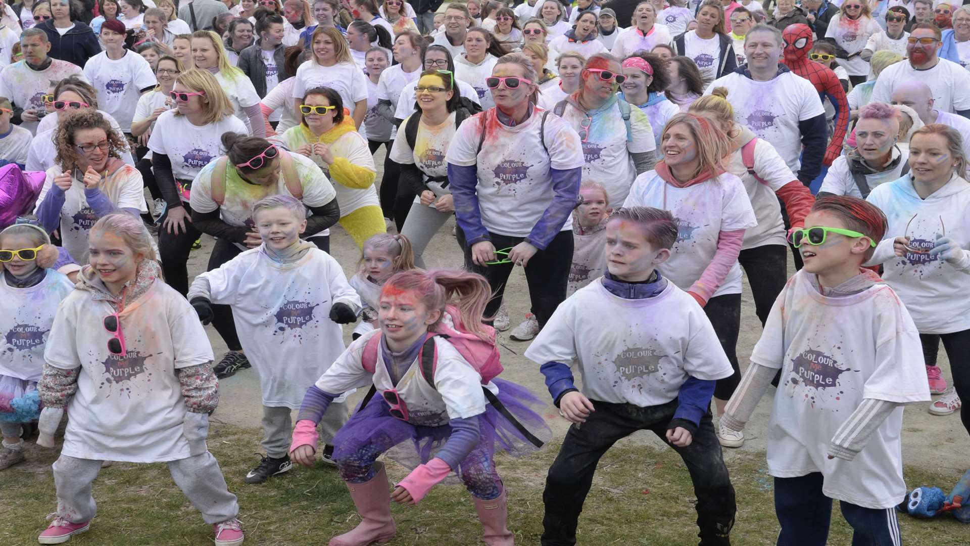 The warm up for the first ever Colour Run in Swale