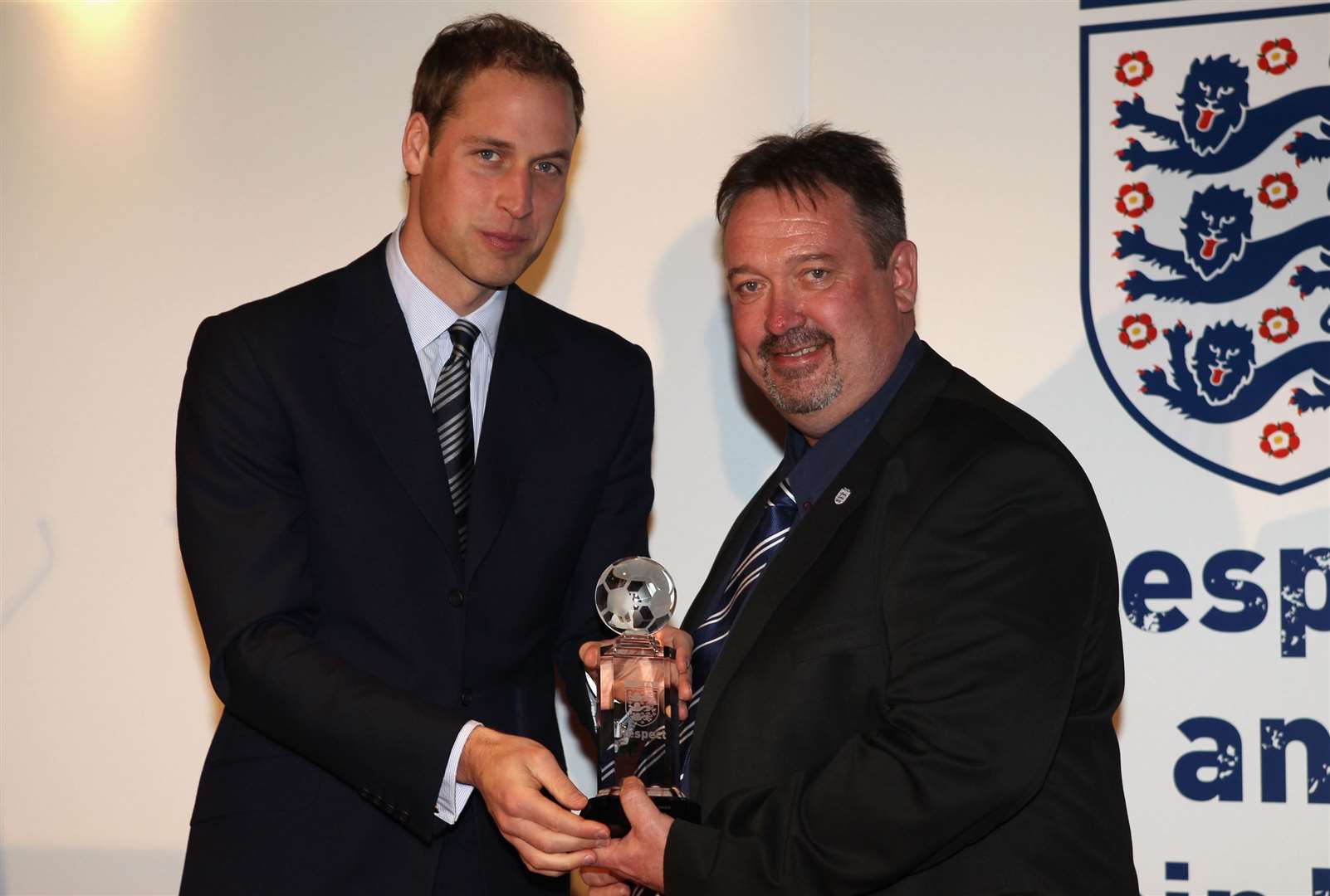 Prince William presents the Respect and Fair Play Awards at Wembley Stadium on May 15, 2010 to Sheppey's Mark Rogers. Picture: Julian Finney/The FA/Getty Images