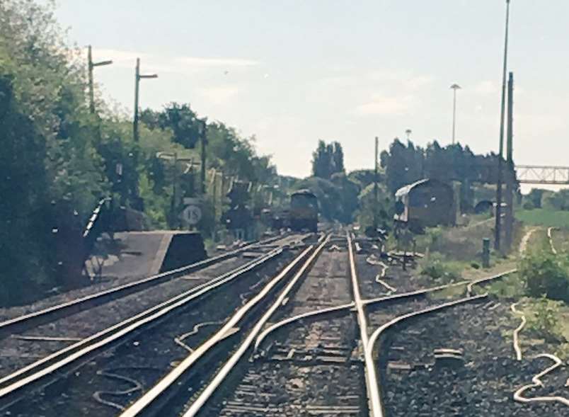 The derailed train between Gravesend and Higham. Picture: @_Charlotte_Mar_