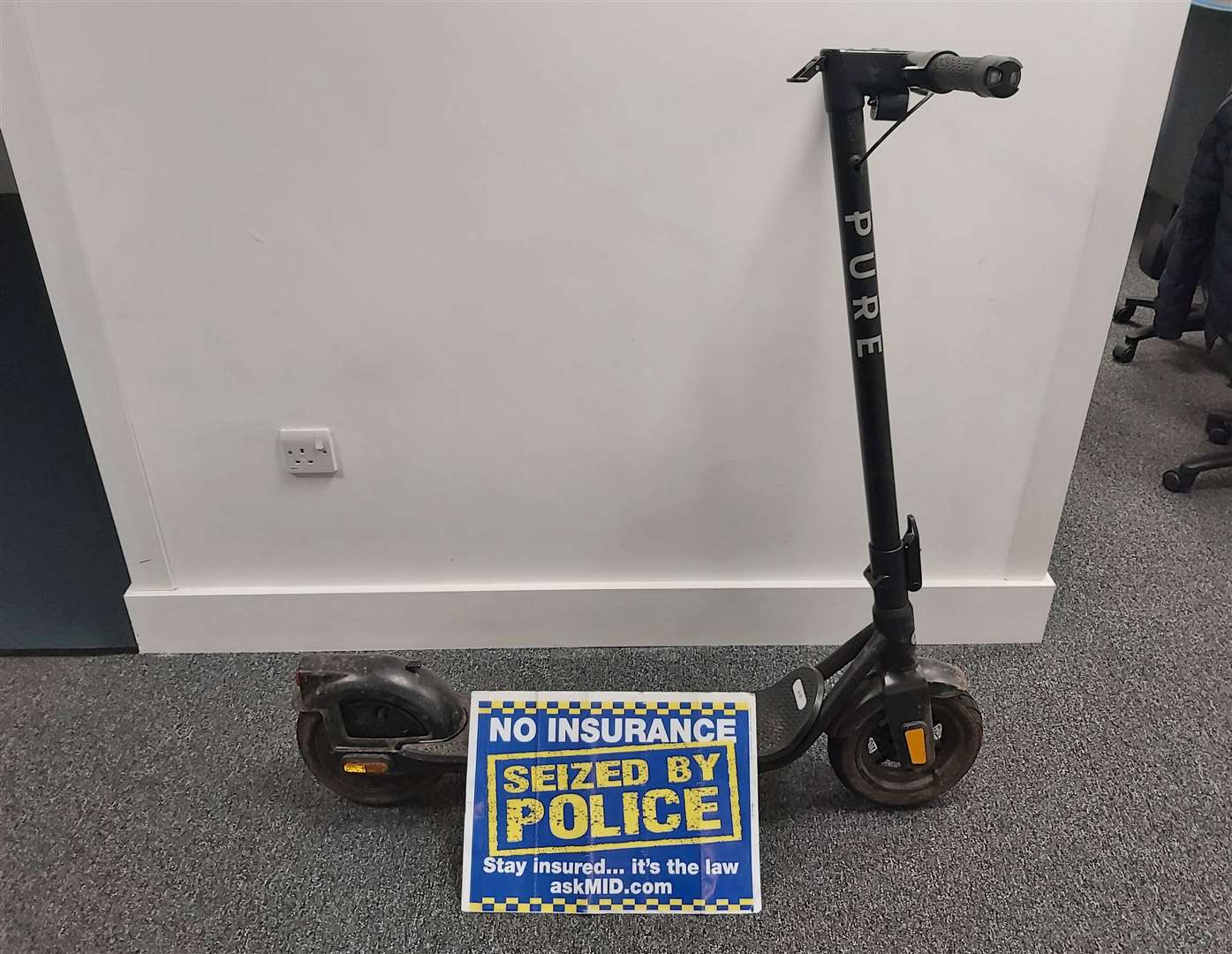 The e-scooter officers seized in Great Chart near Ashford. Picture: Kent Police