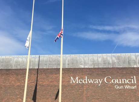 Flags are being flown at half mast at Medway council in honour of the victims of the Manchester terror attack. Picture: Medway Council
