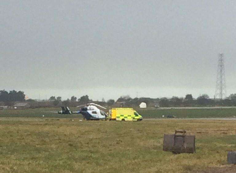 The air ambulance landed at the airport site