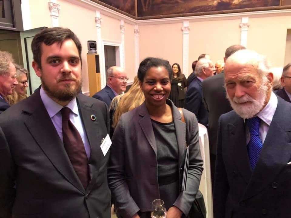 Alex with HRH Prince Michael and TZF trustee Dr Verona Beckles at a meeting at the Royal Society of Arts in London in December 2019