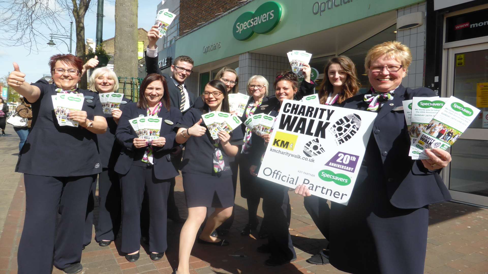 Yve Dixon and staff from the Chatham branch of Specsavers are backing the KM Charity Walk 2015