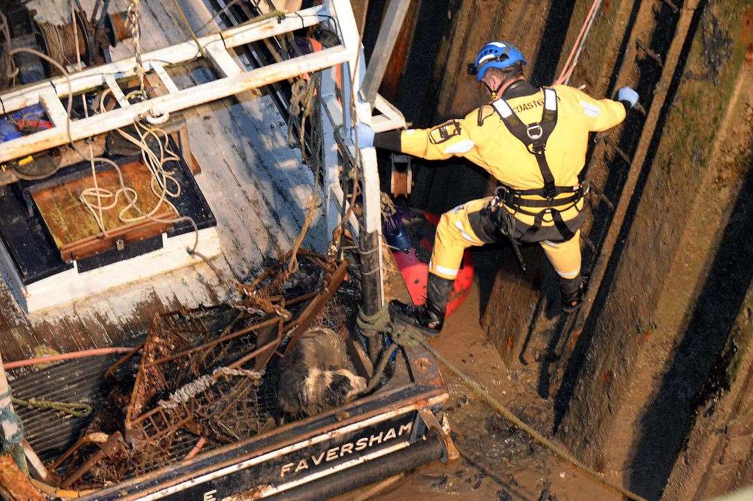 Rescuers were lowered down to reach Skipper