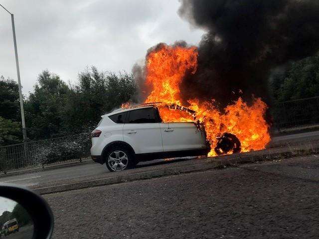 The car was on fire on the A21 Pembury turn off (2995405)