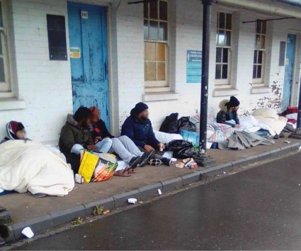 Asylum seekers protesting at Napier Barracks over the living conditions earlier this month. Picture: Care4Calais