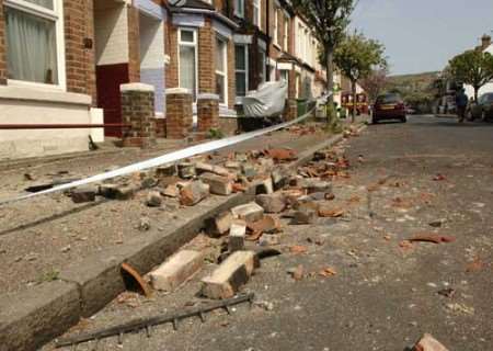 Damage caused by last April's earthquake in the Folkestone area. Picture: PAUL DENNIS