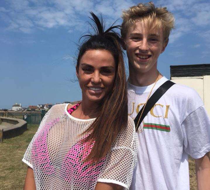 Katie Price with Max, 14, in Hampton. Picture: Justine Hill. (2805364)