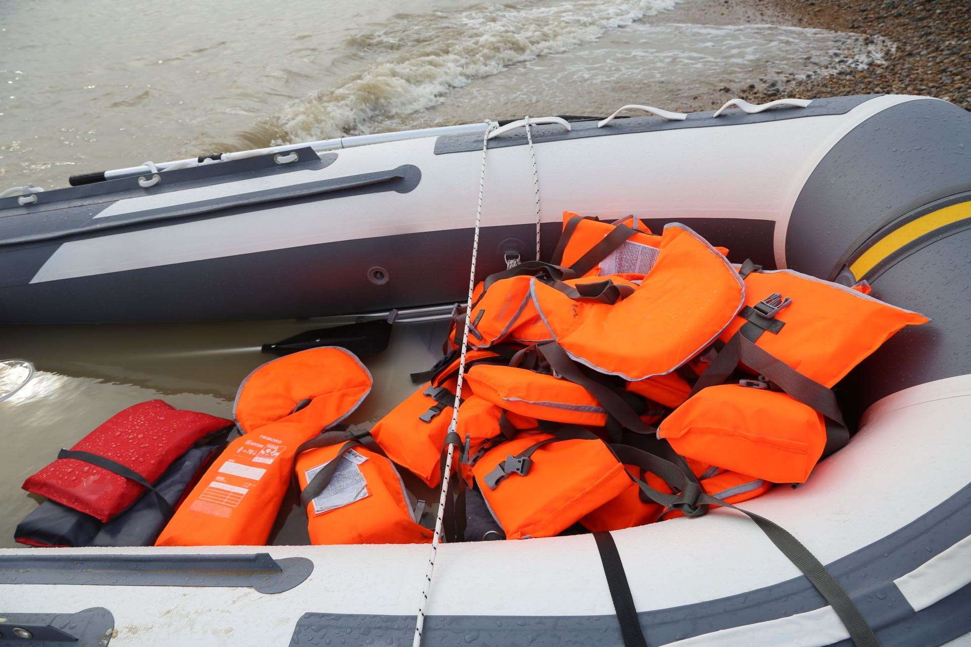 A suspected migrants' dinghy at Romney Marsh last June. Picture: Susan Pilcher