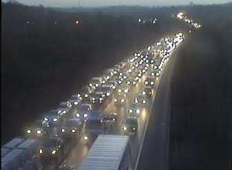 From earlier: Queues tail back for more than eight miles on the A2