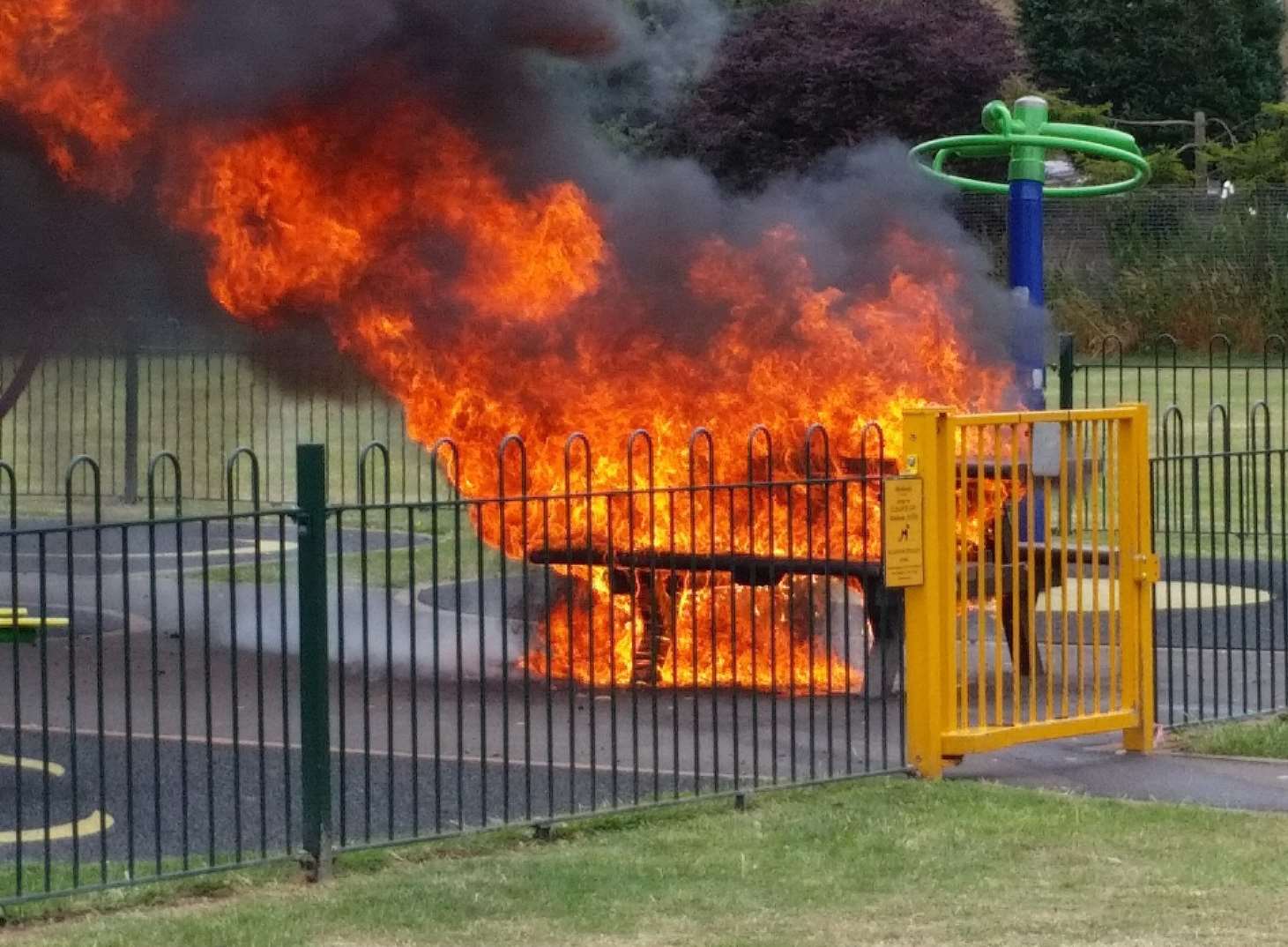 A bench was set on fire in Rosebery Road recreation ground, Chatham